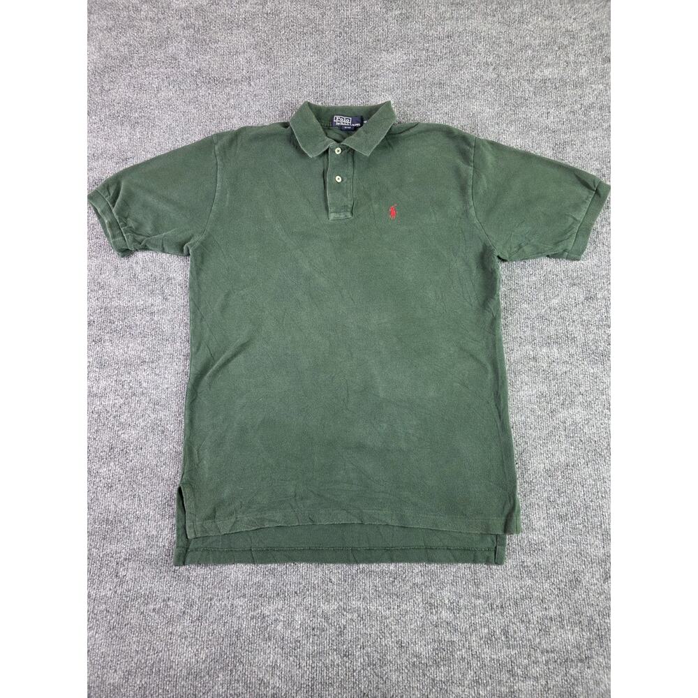 Polo Ralph Lauren Polo Shirt Mens Medium Cotton Green RL Red Logo Med